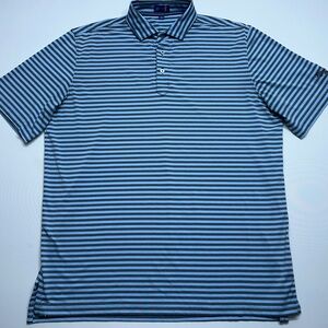 Stitch Golf Polo Shirt Mens Size Large Performance Blue Striped Stretch Preppy